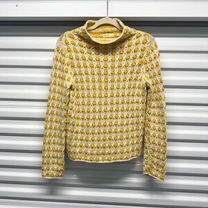 Sleeping On Snow Yellow Cream Knit Sweater Textured Popcorn Pullover XS